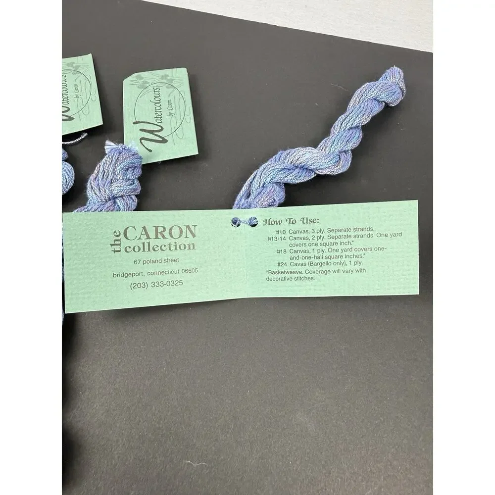 4 Watercolours by Caron Needlepoint 100% Cotton Hand Painted Blue Lavender New